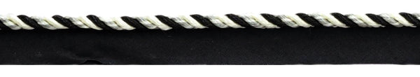 Small Multi colored Black, Medium Grey, Vanilla 3/16 inch Cord with Lip / Style# 0316MLT / Color: Tuxedo - PR23 / Sold by The Yard