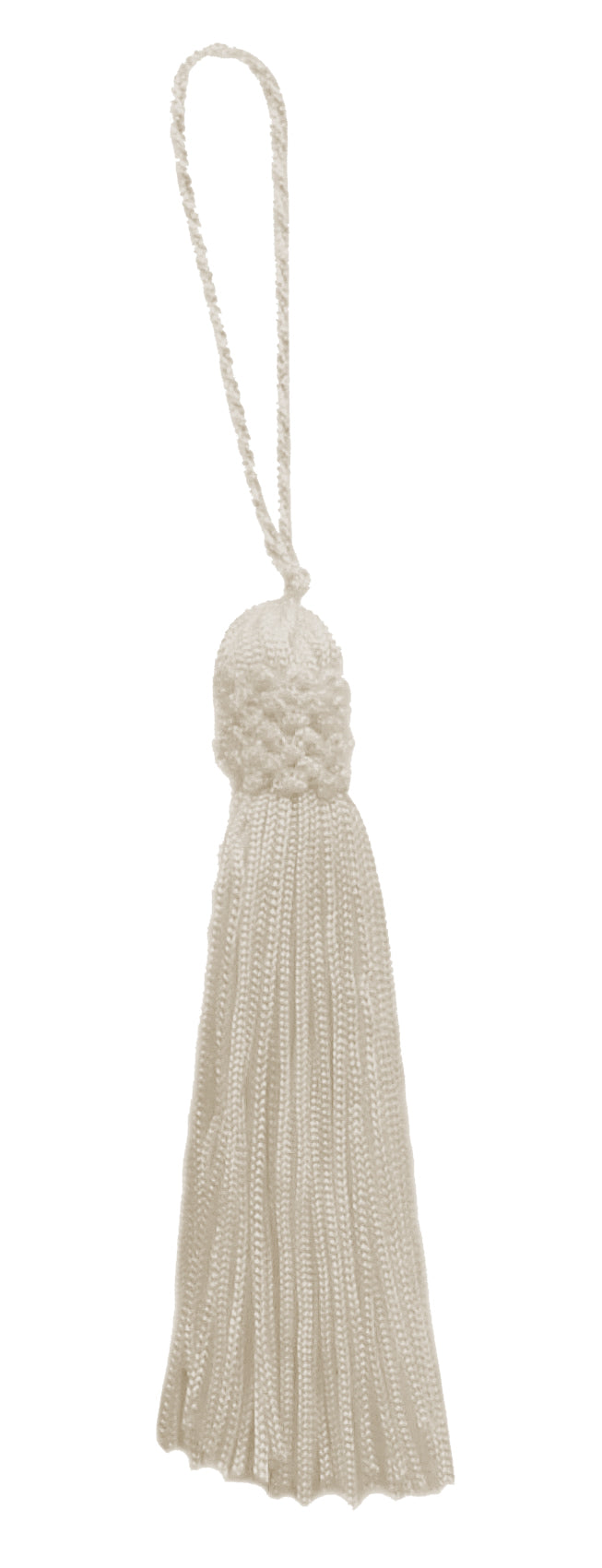 Set of 10 Offwhite Crown Head Chainette Tassel, 3 Inch Long with 2 Inch Loop, Basic Trim Collection Style# CT03 Color: Offwhite - A2 - DecoPro