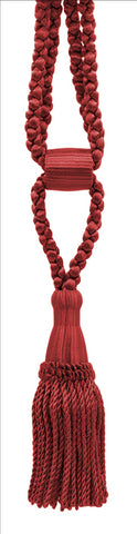 Cherry Red Decorative Tassel Tiebacks / 5 1/2 inch Tassel Length / 24 inch Spread (embrace) / STYLE#: TBC055-SPR24 (8362) / COLOR: E13