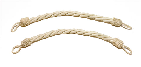 Pair of Large 1 inch Thick, Natural, Linen Color Rope Tiebacks, 18 inch Long, Indoor/outdoor use / Manufactured and sold Exclusively by DecoPro™