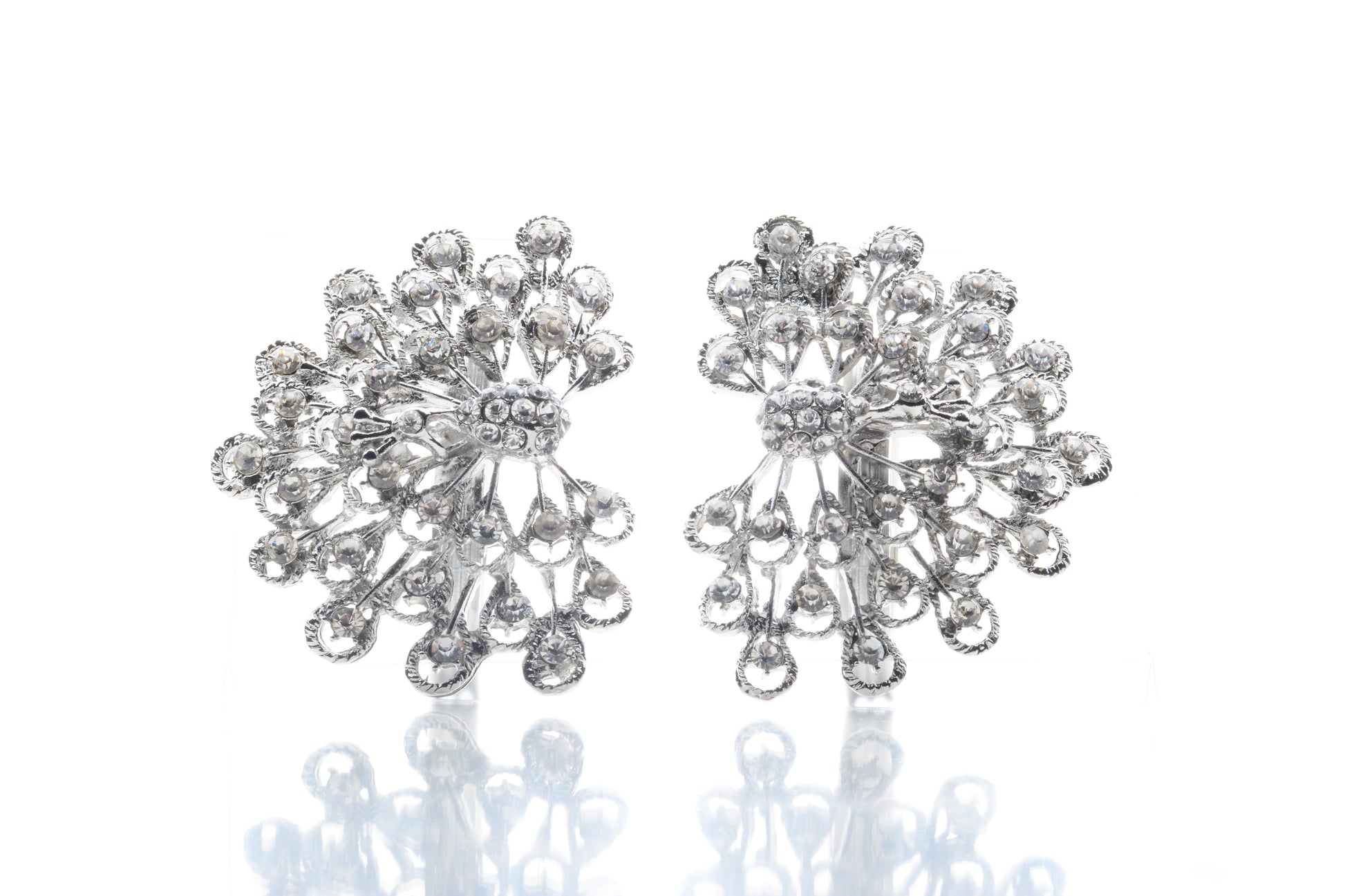 Set of 2 Beautiful, Premium Quality faux diamond Peacock design Silver Napkin Rings for dinners, holidays and weddings NR50311-S - DecoPro