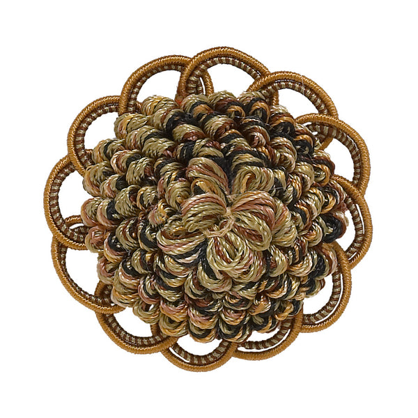Decorative Rosette 2.5 inch , BROWN GOLD / Baroque Collection Style# BR Color: GOLDEN CHESTNUT - 5207