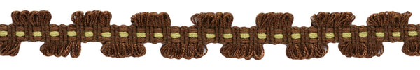 12 Yard Package / 7/8 inch Chocolate Collection Yellow, Dark Brown Gimp Braid / Style# 0078CHG Color: Pistachio Ganache - CC02 (36 Ft / 11M)