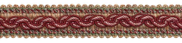 RED, LIGHT ROSE Baroque Collection Gimp Braid 1-1/4 inch Style# 0125BG Color: ROSE BOUQUET - 7953 (Sold by The Yard)