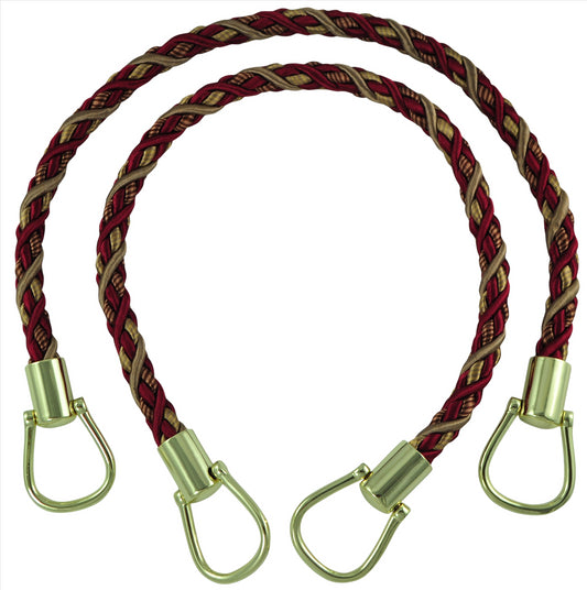 Pair of Elegant Burgundy Taupe Curtain & Drapery Rope Tiebacks, 18 inch Long, Approx. 1/2 inch Thick, Style# BRTBM Color# CRANBERRY HARVEST - 8612 - DecoPro