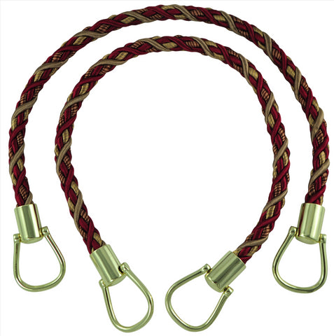Pair of Elegant Burgundy Taupe Curtain & Drapery Rope Tiebacks, 18 inch Long, Approx. 1/2 inch Thick, Style# BRTBM Color# CRANBERRY HARVEST - 8612