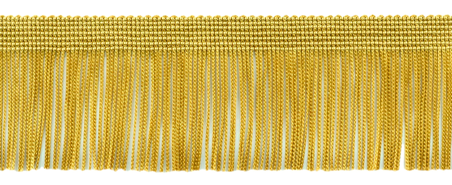 2" (5cm) long Solid Chainette Fringe Trim (Style# CF02) | Sold By The Yard (36"/3 ft/0.9m) Antique Gold #C4 (Dark Yellow Gold) - DecoPro