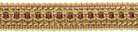 144 Yard Package / Burgundy, Red, Gold 1 inch Imperial II Gimp Braid / Style# 0125IG Color: Crimson Gold - 1253 / 432 Ft / 131.7 Meters