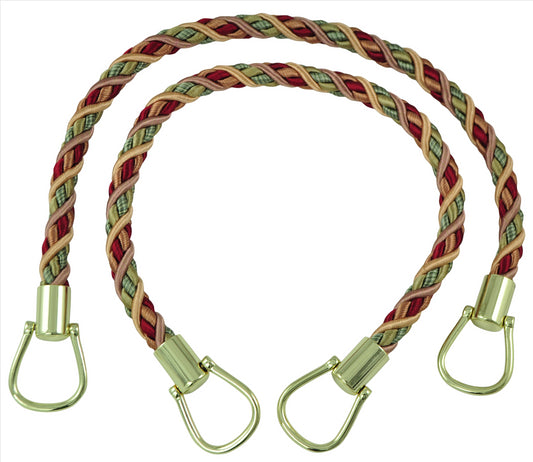 Pair of Elegant RED, LIGHT ROSE Curtain & Drapery Rope Tiebacks, 18 inch Long, Approx. 1/2 inch Thick, Style# BRTBM Color# ROSE BOUQUET - 7953 - DecoPro