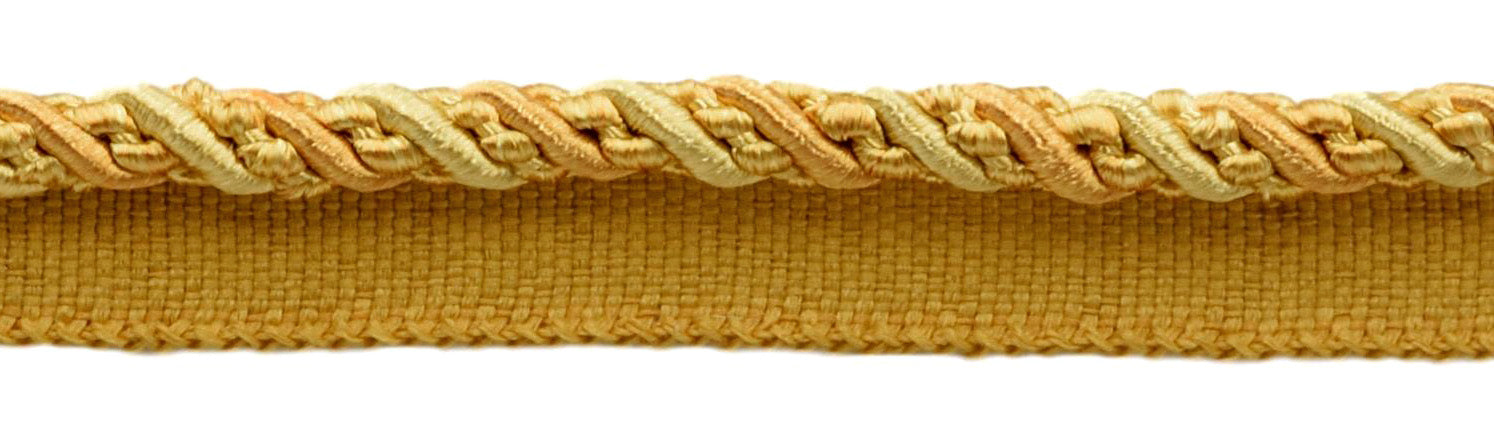 Medium 4/16 inch Medium and light Gold, Noblesse Collection Lip Cord Style# 0416H Color: Golden Rays - 4875 (Sold by The Yard) - DecoPro