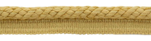 Elaborate 3/8 inch Apricot, Maize, Light Gold Veranda Collection Trim Cord With Sewing Lip / Style# 0038V / Color: Butter Cream - VNT26 / Sold by The Yard