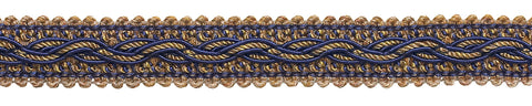 7 Yard Pack - NAVY BLUE TAUPE Baroque Collection Gimp Braid 7/8 inch Style# 0078BG Color: NAVY TAUPE - 5817