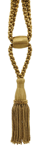 Camel Gold Decorative Tassel Tiebacks / 5 1/2 inch Tassel Length / 24 inch Spread (embrace) / STYLE#: TBC055-SPR24 (8362) / COLOR: E16C