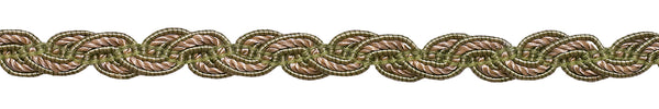 Beige, Olive Green, Champagne Baroque Collection Gimp Braid 1/2 inch Style# 0050BG Color: WINTER MEADOW - 6939 (Sold by The Yard)