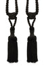 Pair Of Premium Black Decorative Chainette Tiebacks, 5 inch Tassel Length, 30 inch Spread (embrace), COLOR: Black - K9