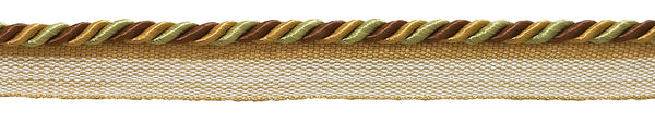 Small BROWN GOLD Baroque Collection 3/16 inch Cord with Lip Style# 0316BL Color: GOLDEN CHESTNUT - 5207 (Sold by The Yard)