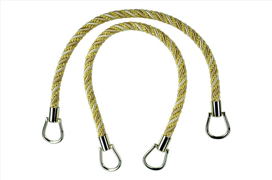 Pair of Elegant Ivory, Yellow Gold Curtain & Drapery Rope Tiebacks, 18 inch Long, Approx. 1/2 inch Thick, Style# IRTBM Color# WINTER SUN - 4874 - DecoPro