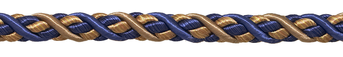 Pair of Elegant Ultramarine Blue, Tan Curtain & Drapery Rope Tiebacks, 18 inch Long, Approx. 1/2 inch Thick, Style# BRTBM Color# NAVY TAUPE - 5817 - DecoPro