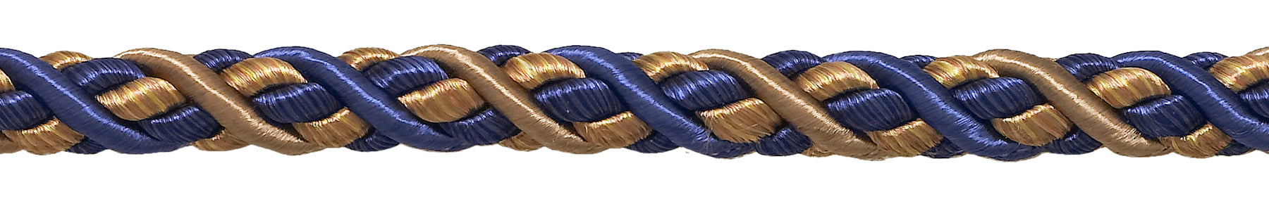 Pair of Elegant Ultramarine Blue, Tan Curtain & Drapery Rope Tiebacks, 18 inch Long, Approx. 1/2 inch Thick, Style# BRTBM Color# NAVY TAUPE - 5817 - DecoPro