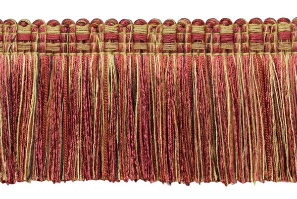 Veranda Collection 3 inch Brush Fringe Trim / Cherry Red, Camel Beige, Clay / Style#: 0300VB / Color: Cranberry Taupe - VNT21 / Sold by the Yard