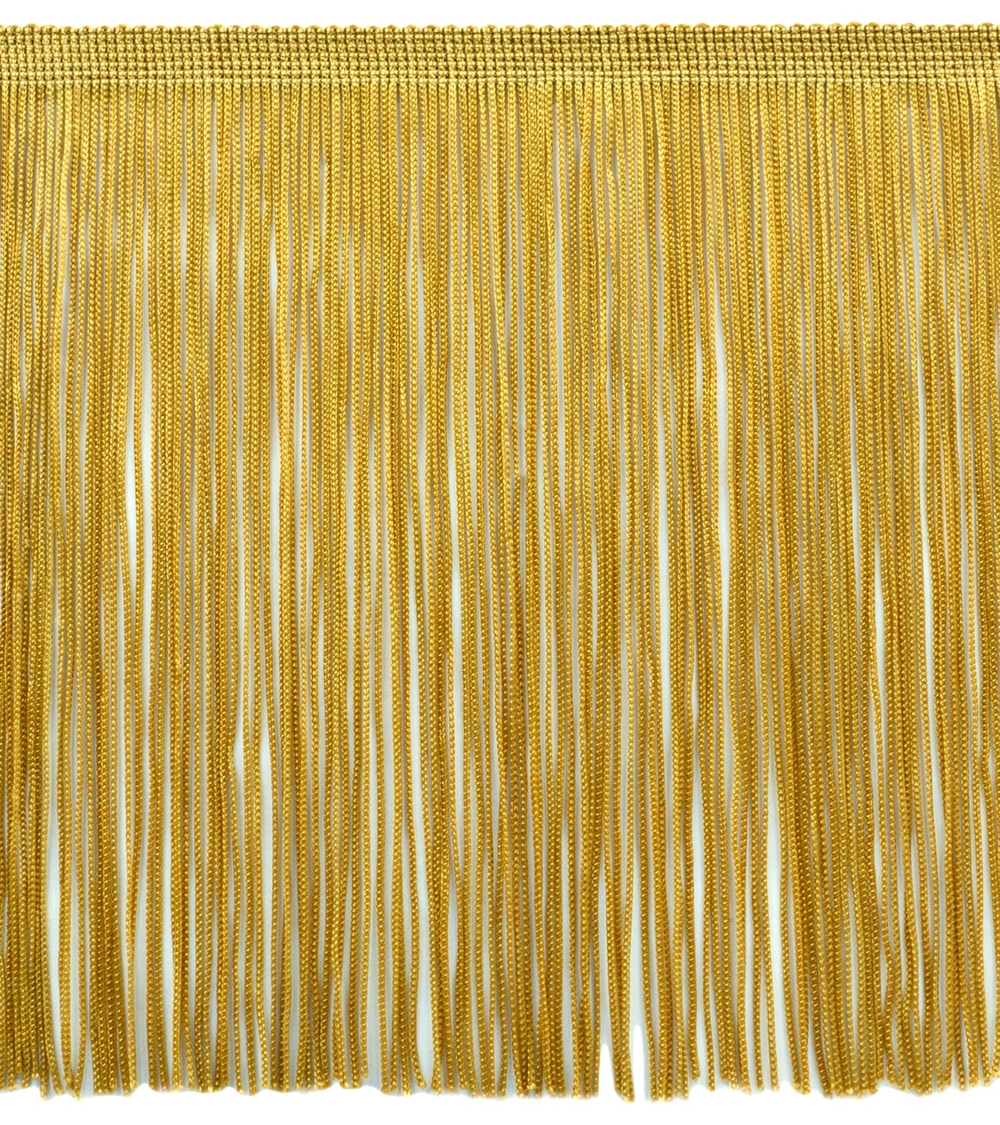8" (20cm) long Solid Chainette Fringe Trim (Style# CF08) | Sold By The Yard (36"/3 ft/0.9m) Antique Gold #C4 (Dark Yellow Gold) - DecoPro
