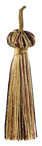 Black, Auburn, Straw, Harvest Gold, Champagne, Gold Petite Multi-colored Key Tassel / 3 inches long Tassel with 1 inch loop / Princess Collection / Style# BT3 (11309) Color: Cocoa Praline - PR16