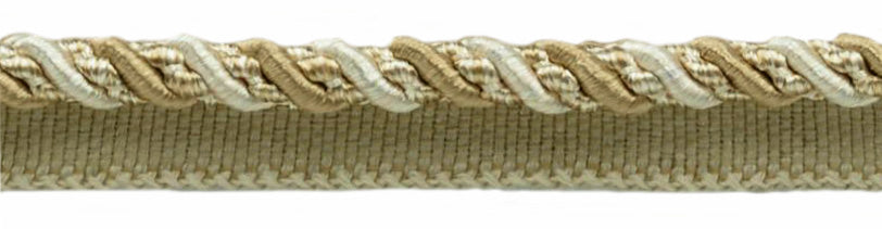 Medium 4/16 inch Ivory, Light Beige, Noblesse Collection Lip Cord Style# 0416H Color: White Sands - 4001 (Sold by The Yard) - DecoPro