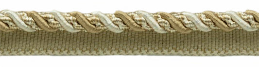 Medium 4/16 inch Ivory, Light Beige, Noblesse Collection Lip Cord Style# 0416H Color: White Sands - 4001 (Sold by The Yard) - DecoPro