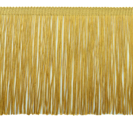 6" (15cm) long Solid Chainette Fringe Trim (Style# CF06) | 11 Yards (33 ft/10m) Antique Gold #C4 (Dark Yellow Gold) - DecoPro