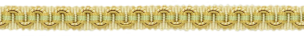 3/8 inch Alexander Collection Decorative Gimp Braid / White, Gold, Green / Style# 0038AG / Color: Linen - LX02 / Sold By the Yard - DecoPro