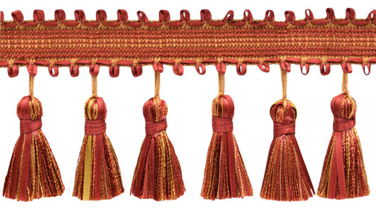 5 Yard Value Pack / 3 3/4 inch Ribbon Tassel Fringe / Style# RTF0375, Color: Rust, Cinnamon, Gold - 81857 / 15 Ft / 4.6 Meters - DecoPro