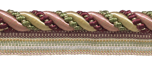 Large Cherry Red, Beige, Green 7/16 inch Imperial II Lip Cord Style# 0716I2 Color: BERRY PATCH - 4260 (Sold by The Yard)