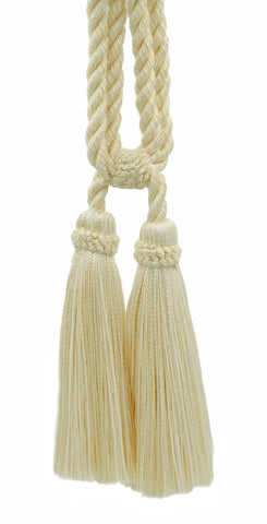Beautiful Offwhite Curtain & Drapery Double Tassel Tieback / 5 1/2 inch tassel / 27 inch Spread (embrace) / 3/8 inch Cord / Style# TBC055-2 / Color: Ivory - A2