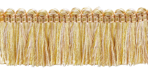 Ivory, Yellow Gold 1 1/4 inch Imperial II Brush Fringe Style# 0150IB Color: WINTER SUN - 4874 (Sold by The Yard)
