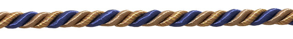 Medium NAVY BLUE TAUPE Baroque Collection 5/16 inch Decorative Cord Without Lip Style# 516BNL Color: NAVY TAUPE - 5817 (Sold by The Yard)