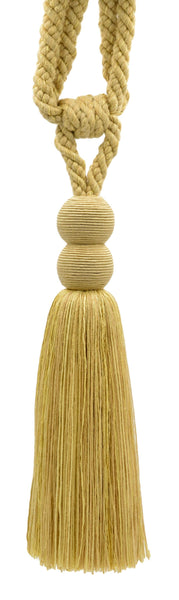 Contemporary,Modern / Apricot, Maize, Gold / Curtain and Drapery Tassel Tieback / 9 1/2 inch (24cm) Tassel / 30 inch (76cm)Spread (Embrace) / Style#: TBV9 / Color: VNT26 - Butter Cream