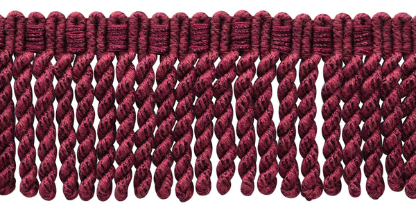 3 Inch Long / Burgundy Knitted Bullion Fringe Trim / Style# BFSCR3 / Color: E10 - Red Wine / Sold By the Yard