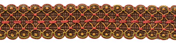 24 Yard Package / 1.5 inch Alexander Collection Brown, Brick Red, Dark Olive Green, Copper Gimp Braid / Style# 0150ARG Color: Maple - AR05 (72 Ft / 21.9M)