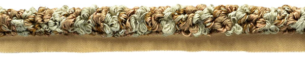 Elegant Cord With Lip / 3/8 inch diameter / Style# 0038LPC Color: Brown, Pale Green, Beige - 9133 / Sold by the Yard