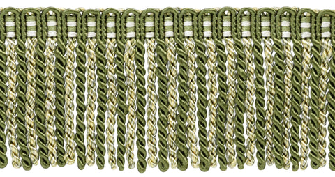 5.4 Yard Value Pack of 3 Inch Long Bullion Fringe Trim, Style# DB3 - Olive Green, Light Gold, White - Olive Garden 010 (16 Ft / 5 Meters)