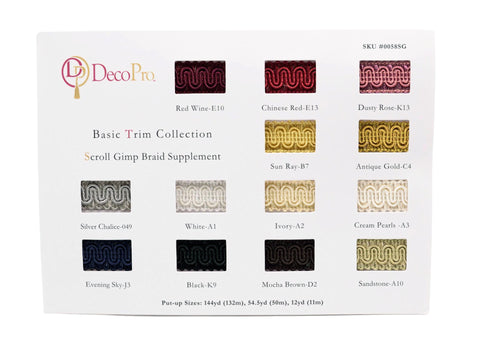 Basic Trim Collection, Gimp Braid Sample Card