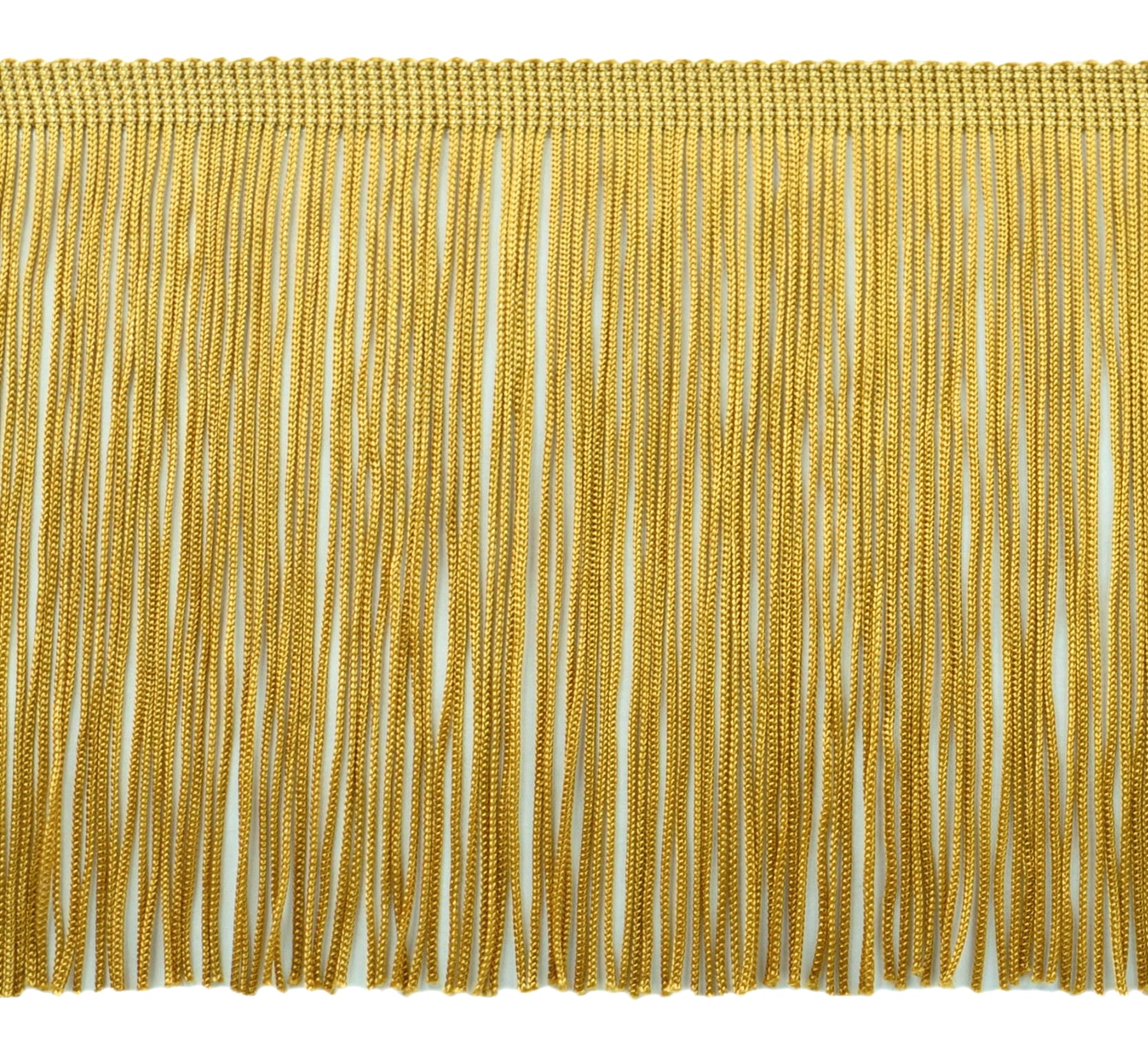 6" (15cm) long Solid Chainette Fringe Trim (Style# CF06) | Sold By The Yard (36"/3 ft/0.9m) Antique Gold #C4 (Dark Yellow Gold) - DecoPro