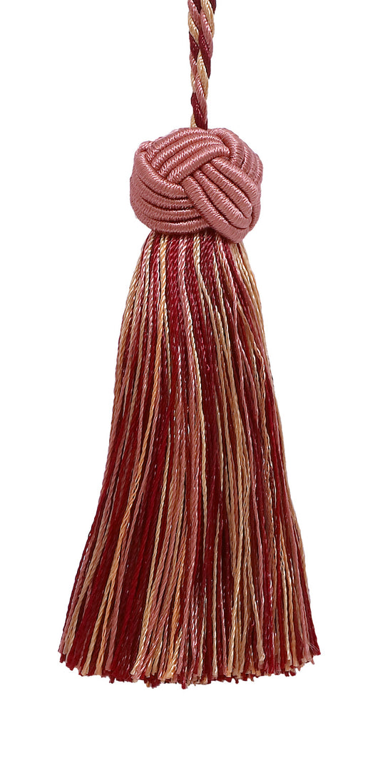 Decorative 3.5 inch Tassel / RED, LIGHT ROSE / Baroque Collection Style# BTS Color: ROSE BOUQUET - 7953 - DecoPro