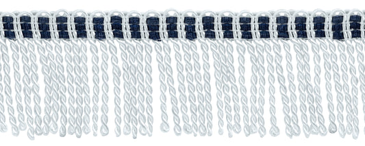 2" (5cm) Basic Solid Collection Shiny Knitted Header Bullion Fringe Trim | Fringe Trim (Style# BFT2-PY),  Multicolor / Bright White - 10 Yards - DecoPro