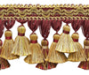 Burgundy Red, Gold 3 3/4 inch Imperial II Tassel Fringe Style# TFI2 Color: BURGUNDY GOLD - 1253 (Sold by The Yard)