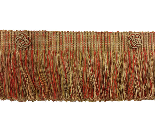 RUST GOLD Baroque Coll 3 Inch Loop Fringe W/Rosette Style# 3LFBR Color: CINNAMON TOAST - 6122 (Sold by The Yard)