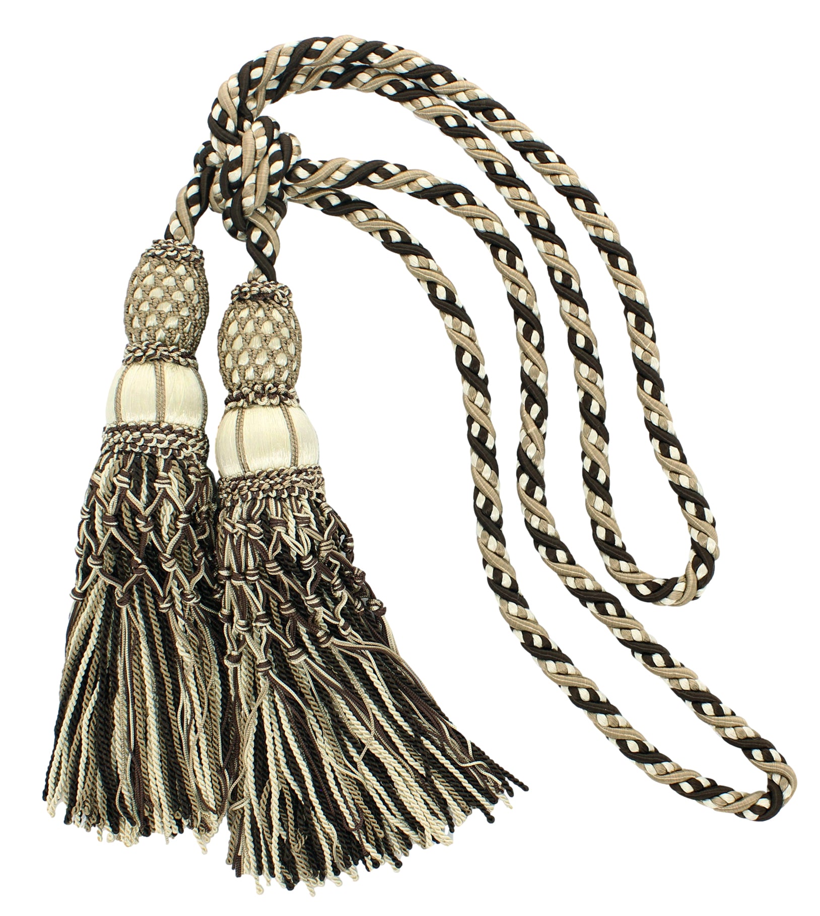 Double Tassel / Beige, WINE GOLD / Tassel Tie with 3.5 inch Tassels, B