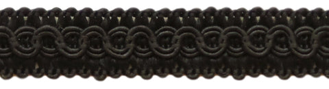 1/2 inch Basic Trim Decorative Gimp Braid, Style# 0050SG Color: BLACK - K9, Sold By the Yard