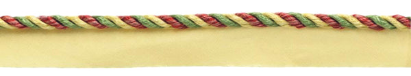 Small Multi colored Brick Dust, Alpine Green, Beachwood, Maize 3/16 inch Cord with Lip / Style# 0316MLT / Color: Carnival - PRA2B / Sold by The Yard