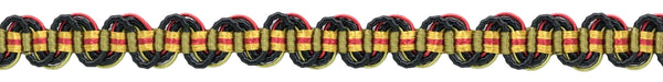 24 Yard Package / 5/8 inch Braided Decorative Soutache Sage Green, Black, Red Gimp Braid / Style# 0058ARG Color: AR06 (72 Ft / 21.9M)
